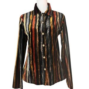 VINTAGE VELVET! MARC BAXIS VELVET LONG SLEEVE WITH RHINESTONE BUTTONS